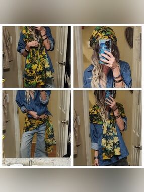 Free People Long Scarf Wrap Belt Sarong Headwrap